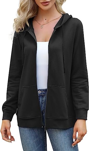 Women's Casual Long Sleeve Zip up Jacket