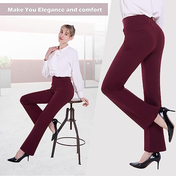 Women's High Waist Dress Pants with Pockets