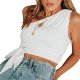 Women's Sexy One Shoulder Sleeveless Bowknot Shirts Crop Tops