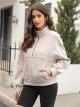 Womens Oversized  1/2 Zipper Long Sleeve Fleece Pullover Crop Tops