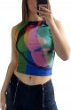 Women Face Portrait Print Crop Top