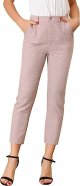 Women's Plaid High Waist Elastic Office Work Ankle Pants