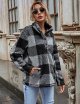 Women Sweatshirt Fuzzy Button Pullover Coat with Pocket