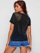 Women's Glitter Sheer Mesh Short Sleeve