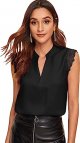 Women's Elegant Notch V Neck Sleeveless Blouse