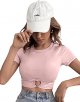 Women's Summer Crop Top Short Sleeve T Shirt Cut Out Tee