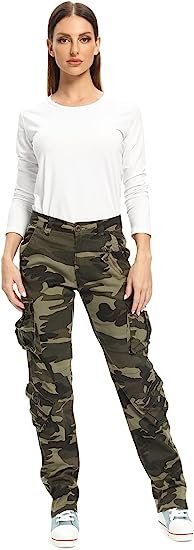 Womens Military Pants Camo Army Fatigue Combat with 8 Pockets