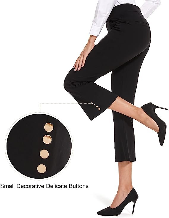 Women Business Casual High Waisted Stretch Pull Work Trousers