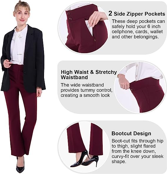 Women's High Waist Dress Pants with Pockets