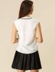 Women's Cute Tie Neck Ruffle Solid Color Sleeveless Shirt