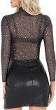 Women's Glitter Sheer Mesh Tops T Shirt Blouse